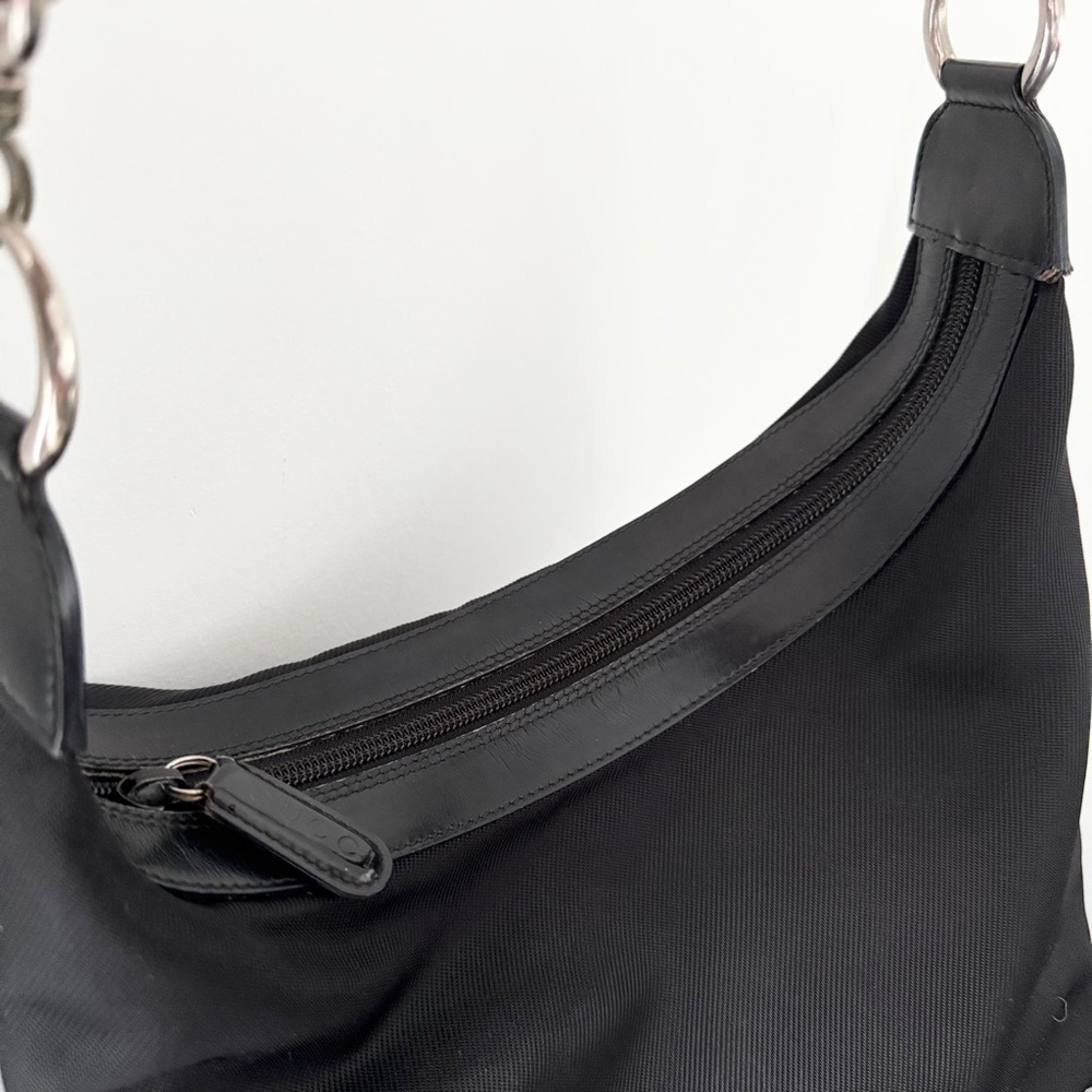 Vintage Gucci 90s / Y2K black nylon bamboo handle shoulder bag - Picture 9 of 13